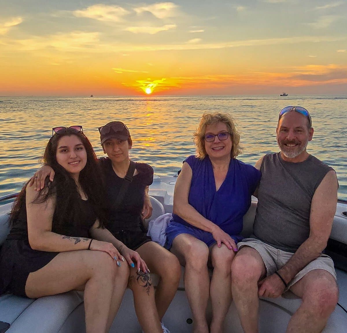 Guests on a Great Day Boat Tours sunset cruise, Gulf of Mexico